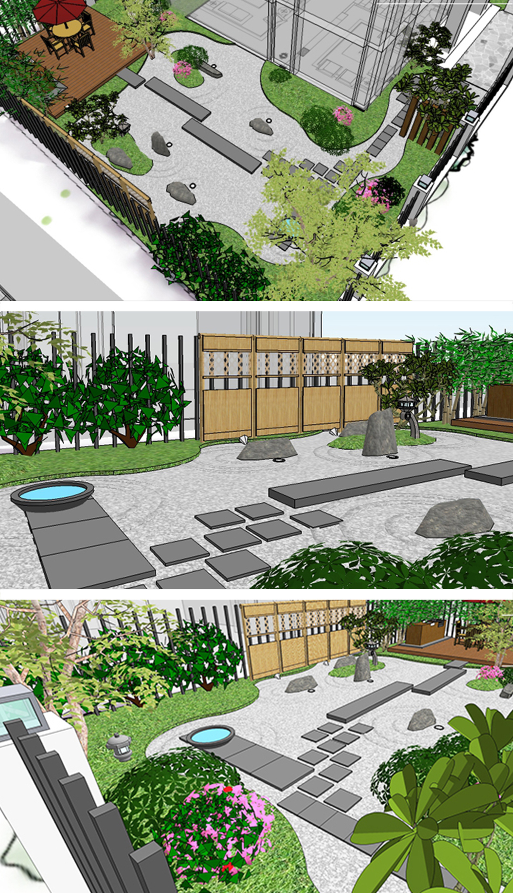 原創(chuàng)日式風(fēng)格庭院枯山水景觀設(shè)計(jì)9套SU模型-版權(quán)可商用